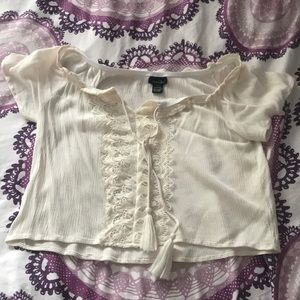 dainty cream lightweight crop top